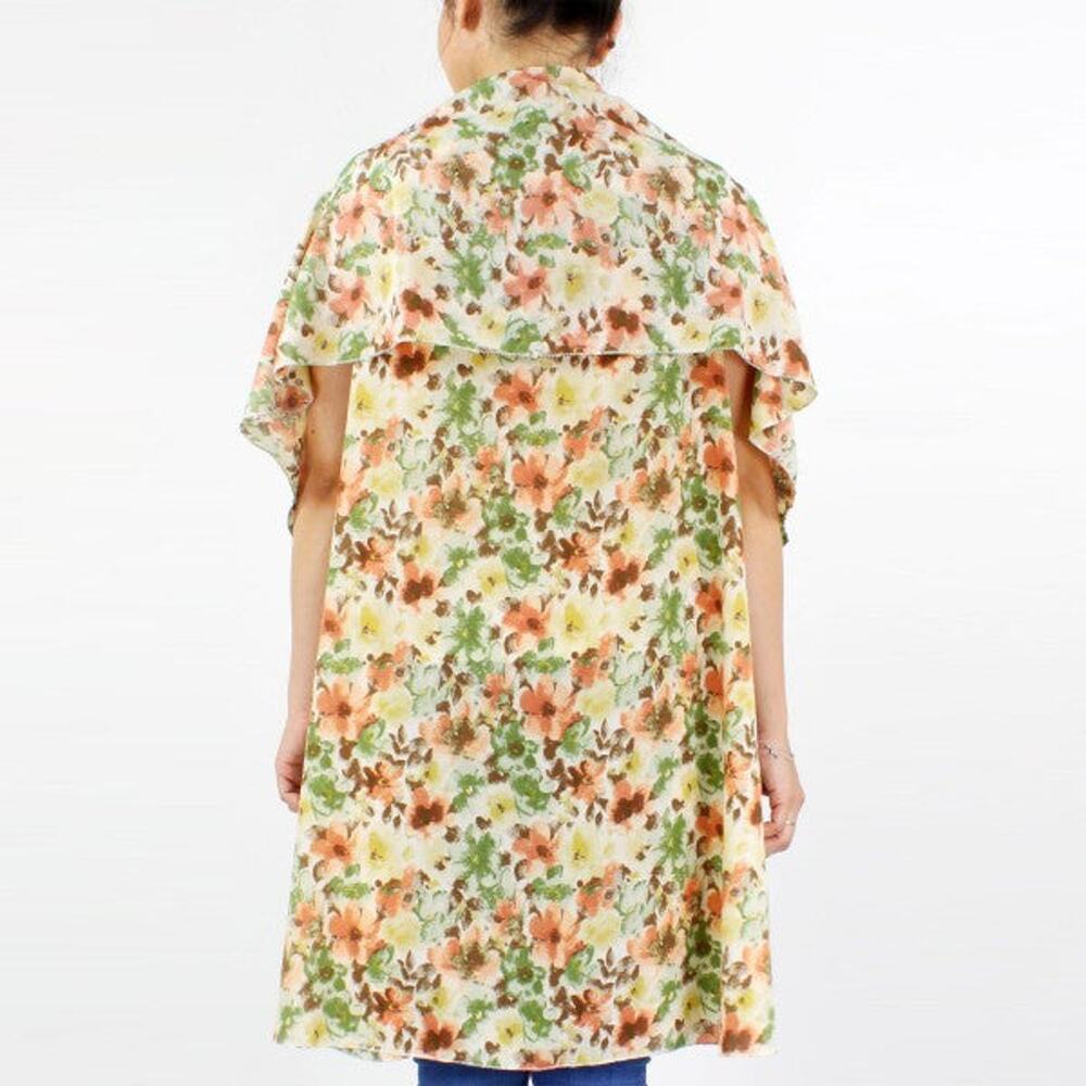 Floral Print Kimono Vest – Beige